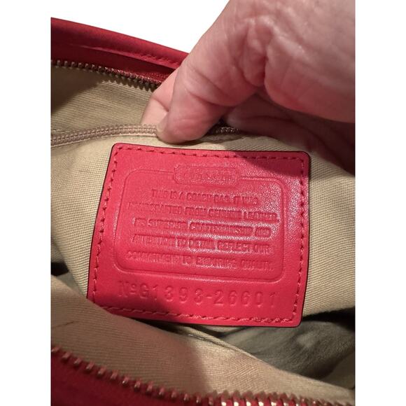 COACH Legacy Leather Double Gusset Hobo in Pink Scarlet - Picture 5 of 6